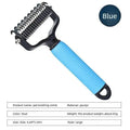 My Store professional pet grooming detangling comb with blue ergonomic handle and stainless steel de-matting teeth.