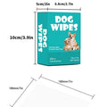 My Store universal pet cleaning wipes in a teal box with dog imagery, showing 7x7 inch dimensions for easy grooming.