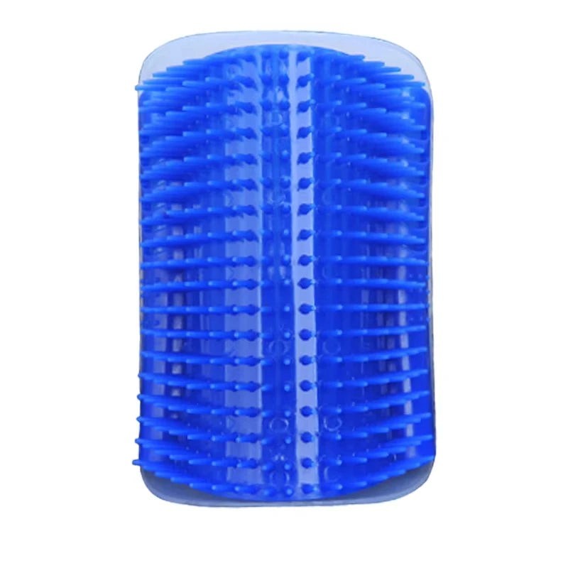 My Store blue wall-mounted pet grooming massage brush with soft bristles for cat and dog shedding control.